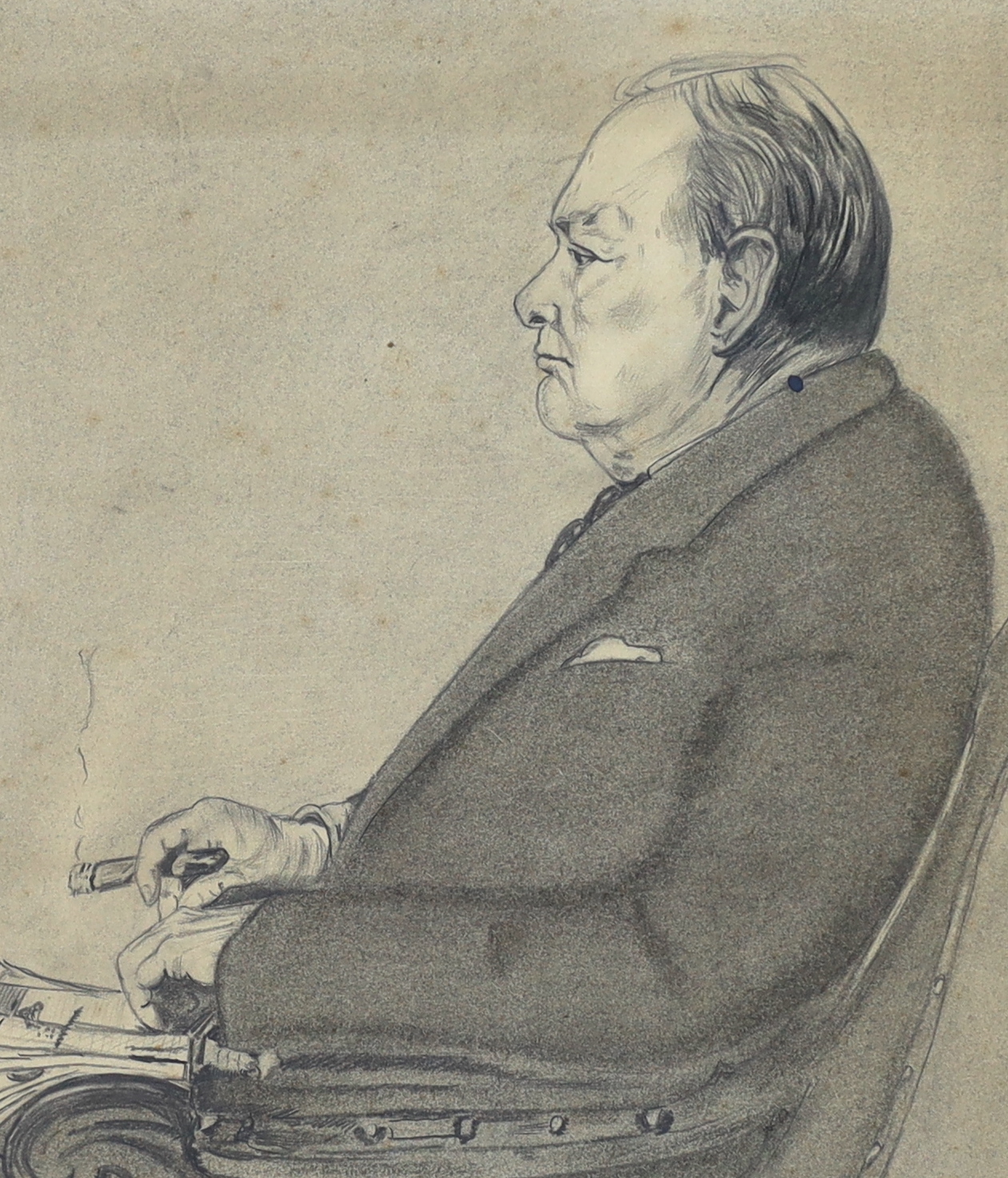 After Alfred Egerton Cooper (1883-1974) - “Profile for Victory-portrait of Sir Winston Churchill, seated half length’’